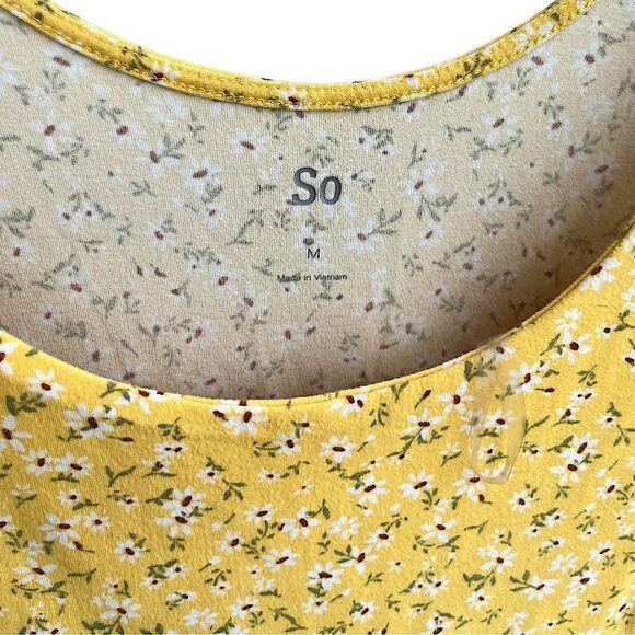 🌴 SO Yellow Floral Tie-Shoulder Romper | Girls Size M - Picture 5 of 11